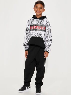 “Brave” Fashion Nova Kids Black and White Jogger Set